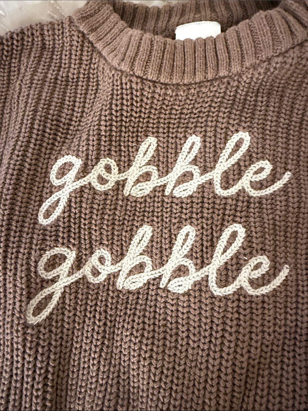 Kids Thanksgiving Sweater - Brown "gobble gobble" Crewneck - Picture 2 of 5